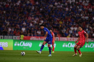 BANGKOK, THAILAND-26 MARCH, 2024: Pansa Hemviboon # 17 Tayland Dünya Kupası sırasında Tayland ile Tayland arasında Tayland rajamangkala Stadyumu, Tayland
