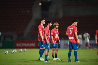 PATUMTHANI, THAILAND -11 ARALIK 2022 Channarong Promsrikaew # 22 Tayland ile Myanmar arasındaki dostluk maçı sırasında Tayland, Tayland 'da