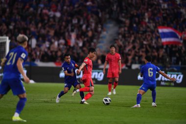 BANGKOK, THAILAND-26 MARCH, 2024: Paik Seungho # 8 Güney Kore Futbolcusu Tayland ile Güney Kore arasındaki rajamangkala Stadyumu, Tayland