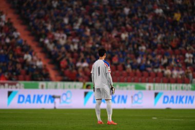 BANGKOK, THAILAND-26 MARCH, 2024: Patiwat Khammai # 1 Tayland Dünya Kupası 'nda Tayland ile Güney Kore arasındaki rajamangkala stadyumu, Tayland