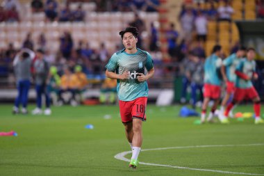 BANGKOK, THAILAND-26 MARCH, 2024: Lee Kangin # 18 Güney Kore Futbolcusu Dünya Kupası sırasında Tayland ile Güney Kore arasında rajamangkala Stadyumu, Tayland