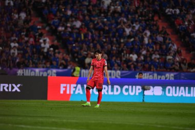 BANGKOK, THAILAND-26 MARCH, 2024: Lee Kangin # 18 Güney Kore Futbolcusu Dünya Kupası sırasında Tayland ile Güney Kore arasında rajamangkala Stadyumu, Tayland