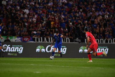 Bangkok, Tayland - 26 Mart 2024: Dünya Kupası sırasında Tayland ile Tayland arasında Tayland 'daki rajamangkala Stadyumu' nda oynanan 12 numaralı SAA Mickelson