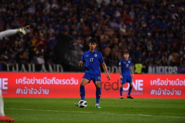 BANGKOK, THAILAND-26 MARCH, 2024: Pansa Hemviboon # 17 Tayland Dünya Kupası sırasında Tayland ile Tayland arasında Tayland rajamangkala Stadyumu, Tayland