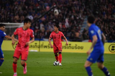 BANGKOK, THAILAND-26 MARCH, 2024: Kim Young-Gwon # 19 Güney Kore Futbolcusu Dünya Kupası sırasında Tayland ile Güney Kore arasındaki rajamangkala Stadyumu, Tayland