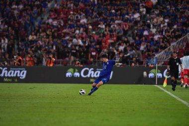 Bangkok, Tayland - 26 Mart 2024: Dünya Kupası sırasında Tayland ile Tayland arasında Tayland 'daki rajamangkala Stadyumu' nda oynanan 12 numaralı SAA Mickelson