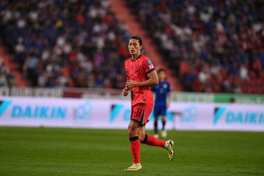 Bangkok, Tayland - 26 Mart 2024 - Dünya Kupası sırasında Güney Kore 'nin Cho Gue Sung # 9. Oyuncusu Rajamangkala Stadyumu' nda Güney Kore 'ye karşı mücadele etti.