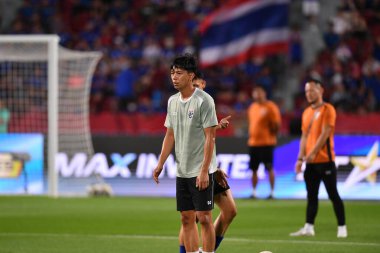 BANGKOK, THAILAND-26 MARCH, 2024: Pansa Hemviboon Tayland Dünya Kupası sırasında Tayland ile Tayland arasında Tayland 'daki rajamangkala Stadyumu, Tayland