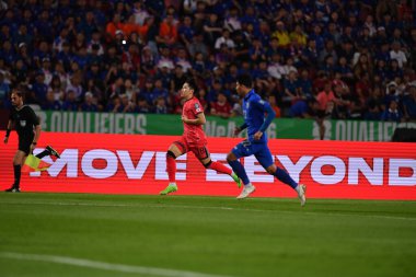 BANGKOK, THAILAND-26 MARCH, 2024: Lee Kangin # 18 Güney Kore Futbolcusu Dünya Kupası sırasında Tayland ile Güney Kore arasında rajamangkala Stadyumu, Tayland