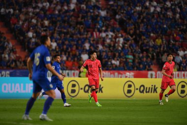 BANGKOK, THAILAND-26 MARCH, 2024: Lee Kangin # 18 Güney Kore Futbolcusu Dünya Kupası sırasında Tayland ile Güney Kore arasında rajamangkala Stadyumu, Tayland