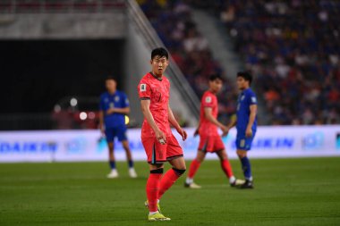 Bangkok, Tayland - 26 Mart 2024 - Tayland 'daki Rajamangkala Stadyumu' nda Tayland ile Güney Kore arasında oynanan Dünya Kupası sırasında Son Heung Min # 7 Güney Kore Oyuncusu.