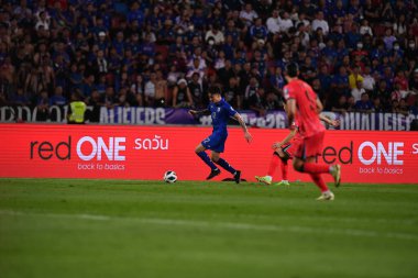 Bangkok, Tayland - 26 Mart 2024: Dünya Kupası sırasında Tayland ile Tayland arasında Tayland 'daki rajamangkala Stadyumu' nda oynanan 12 numaralı SAA Mickelson