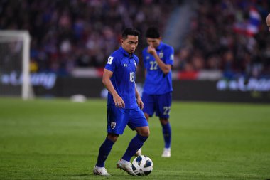 BANGKOK, THAILAND-26 MARCH, 2024: Chanathip Songkrasin # 18 Tayland Dünya Kupası sırasında Tayland ile Güney Kore arasındaki rajamangkala stadyumu, Tayland