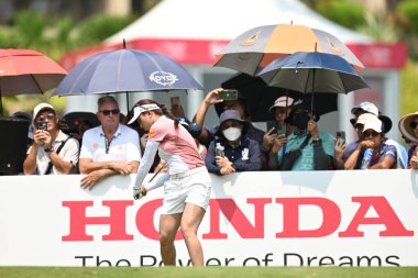 Chonburi-Tayland - 26 Şubat 2023: Tayland 'dan Atthaya Thitikul LPGA Tayland ve 2023 siam country kulübü pattaya, Tayland