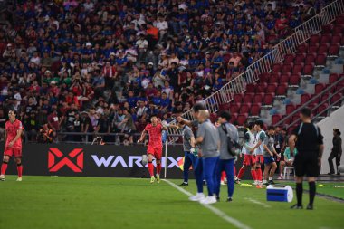 Bangkok, Tayland - 26 Mart 2024 - Tayland 'daki Rajamangkala Stadyumu' nda Tayland ile Güney Kore arasında oynanan Dünya Kupası sırasında Son Heung Min # 7 Güney Kore Oyuncusu.