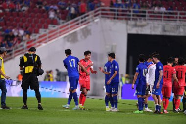 Bangkok, Tayland - 26 Mart 2024 - Tayland 'daki Rajamangkala Stadyumu' nda Tayland ile Güney Kore arasında oynanan Dünya Kupası sırasında Son Heung Min # 7 Güney Kore Oyuncusu.