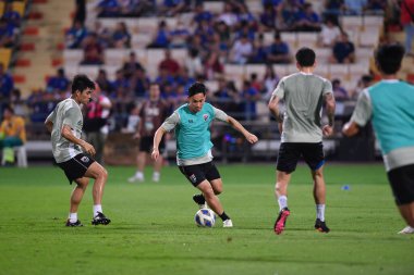 Bangkok, Tayland - 26 Mart 2024: Dünya Kupası sırasında Suphachok Sarachat # 7 Tayland Millî Futbol Takımı, Tayland 'daki Rajamangala Stadyumu' nda Güney Kore 'ye karşı mücadele etti.. 