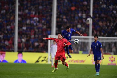 BANGKOK, THAILAND-26 MARCH, 2024: Joo Min-Kyu # 16 Güney Kore Oyuncusu Dünya Kupası sırasında Tayland ile Tayland arasında Tayland rajamangkala Stadyumu 'nda oynanan karşılaşmaya hak kazandı.