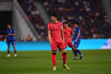 Bangkok, Tayland - 26 Mart 2024 - Tayland 'daki Rajamangkala Stadyumu' nda Tayland ile Güney Kore arasında oynanan Dünya Kupası sırasında Son Heung Min # 7 Güney Kore Oyuncusu.