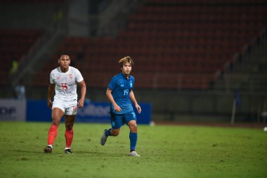 PATUMTHANI, THAILAND -31 Mayıs 2022: Chatmongkol Rueangthanarot # 19 Tayland ile Myanmar arasında Tayland, Tayland 'da oynanan dostluk maçı sırasında