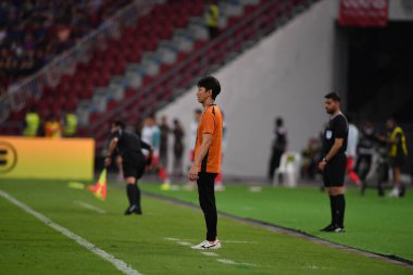 Bangkok, Tayland - 26 Mart 2024: Tayland Dünya Kupası 'nda Masatada Ishii' nin baş antrenörü, Tayland 'daki Rajamangkala Stadyumu' nda Güney Kore maçına çıktı.    