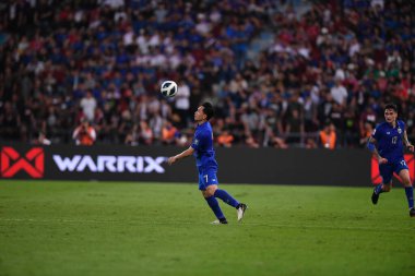 Bangkok, Thailand - March 26, 2024: Suphachok Sarachat #7 Player of Thailand during World Cup qualified between Thailand against South Korea at Rajamangala stadium, Thailand.  clipart