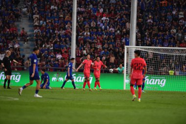 Bangkok, Tayland - 26 Mart 2024 - Tayland 'daki Rajamangkala Stadyumu' nda Tayland ile Güney Kore arasında oynanan Dünya Kupası sırasında Son Heung Min # 7 Güney Kore Oyuncusu.