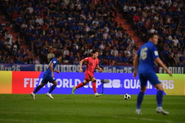 BANGKOK, THAILAND-26 MARCH, 2024: Lee Kangin # 18 Güney Kore Futbolcusu Dünya Kupası sırasında Tayland ile Güney Kore arasında rajamangkala Stadyumu, Tayland