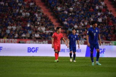 BANGKOK, THAILAND-26 MARCH, 2024: Lee Kangin # 18 Güney Kore Futbolcusu Dünya Kupası sırasında Tayland ile Güney Kore arasında rajamangkala Stadyumu, Tayland