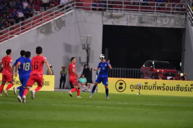 BANGKOK, THAILAND-26 MARCH, 2024: Thailand Dünya Kupası sırasında Tayland ile Tayland arasında Tayland rajamangkala Stadyumu 'nda oynanan 16 Numaralı Suphan Thongsong