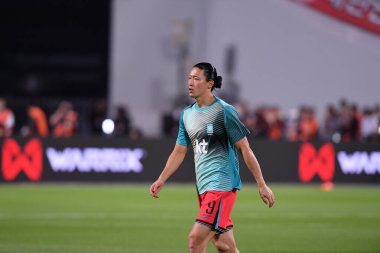 Bangkok, Tayland - 26 Mart 2024 - Dünya Kupası sırasında Güney Kore 'nin Cho Gue Sung # 9. Oyuncusu Rajamangkala Stadyumu' nda Güney Kore 'ye karşı mücadele etti.