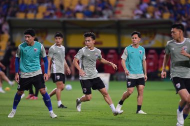 BANGKOK, THAILAND-26 MARCH, 2024: Jaroensak Wonggorn # 13 Tayland Kupası sırasında Tayland ile Güney Kore arasındaki rajamangkala stadyumu, Tayland