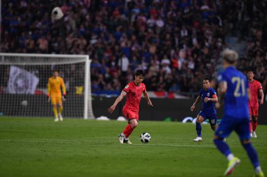 BANGKOK, THAILAND-26 MARCH, 2024: Paik Seungho # 8 Güney Kore Futbolcusu Tayland ile Güney Kore arasındaki rajamangkala Stadyumu, Tayland