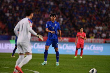 BANGKOK, THAILAND-26 MARCH, 2024: Pansa Hemviboon # 17 Tayland Dünya Kupası sırasında Tayland ile Tayland arasında Tayland rajamangkala Stadyumu, Tayland