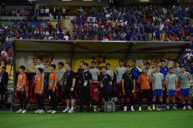 Bangkok - Tayland - 26 Mart 2024 - Tayland Dünya Kupası sırasındaki Tayland oyuncuları, Tayland 'daki Rajamangkala Stadyumu' nda Güney Kore ile karşılaştı.