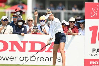 Chonburi - Tayland - 26 Şubat 2023: LPGA Tayland ve 2023 siam country kulübü pattaya, Tayland 'da görev yapan ABD' li Nelly Korda