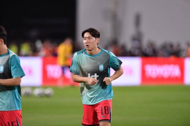 BANGKOK, THAILAND-26 MARCH, 2024: Lee Kangin # 18 Güney Kore Futbolcusu Dünya Kupası sırasında Tayland ile Güney Kore arasında rajamangkala Stadyumu, Tayland