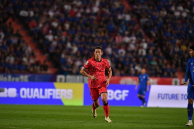 Bangkok, Tayland - 26 Mart 2024 - Dünya Kupası sırasında Güney Kore 'nin Cho Gue Sung # 9. Oyuncusu Rajamangkala Stadyumu' nda Güney Kore 'ye karşı mücadele etti.