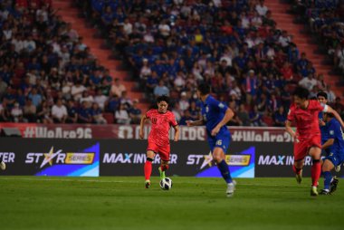 BANGKOK, THAILAND-26 MARCH, 2024: Lee Kangin # 18 Güney Kore Futbolcusu Dünya Kupası sırasında Tayland ile Güney Kore arasında rajamangkala Stadyumu, Tayland
