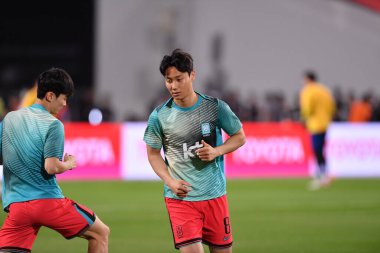 BANGKOK, THAILAND-26 MARCH, 2024: Paik Seungho # 8 Güney Kore Futbolcusu Tayland ile Güney Kore arasındaki rajamangkala Stadyumu, Tayland