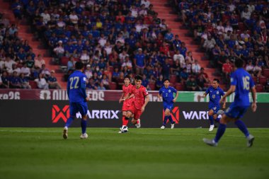 BANGKOK, THAILAND-26 MARCH, 2024: Hwang Inbeom # 6 Güney Kore Futbolcusu Tayland ile Güney Kore arasında Tayland rajamangkala Stadyumu, Tayland