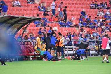 BANGKOK, THAILAND-26 MARCH, 2024: Tayland Dünya Kupası 'nda Boonyakiat Wongsacham oyuncusu Tayland ile Güney Kore arasında rajamangkala Stadyumu, Tayland