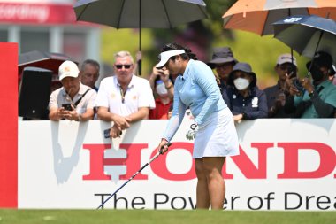 Chonburi-Tayland-26Şubat 2023: Lilia Vu LPGA Tayland ve 2023 siam country kulübü pattaya, Tayland