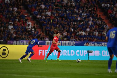 BANGKOK, THAILAND-26 MARCH, 2024: Lee Kangin # 18 Güney Kore Futbolcusu Dünya Kupası sırasında Tayland ile Güney Kore arasında rajamangkala Stadyumu, Tayland