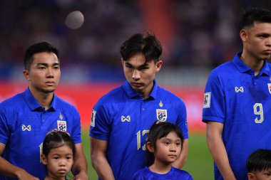 BANGKOK, THAILAND-26 MARCH, 2024: Jaroensak Wonggorn # 13 Tayland Kupası sırasında Tayland ile Güney Kore arasındaki rajamangkala stadyumu, Tayland