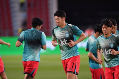 Bangkok, Tayland - 26 Mart 2024 - Tayland 'daki Rajamangkala Stadyumu' nda Tayland ile Güney Kore arasında oynanan Dünya Kupası sırasında Son Heung Min # 7 Güney Kore Oyuncusu.