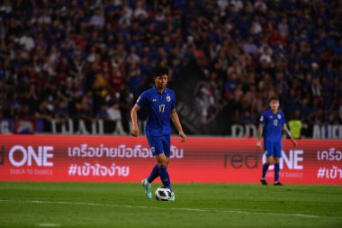 BANGKOK, THAILAND-26 MARCH, 2024: Pansa Hemviboon # 17 Tayland Dünya Kupası sırasında Tayland ile Tayland arasında Tayland rajamangkala Stadyumu, Tayland