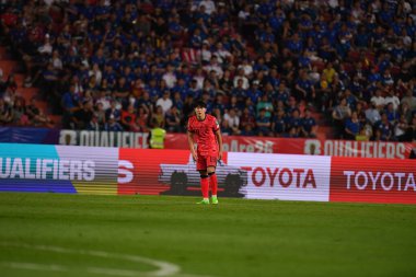 BANGKOK, THAILAND-26 MARCH, 2024: Lee Kangin # 18 Güney Kore Futbolcusu Dünya Kupası sırasında Tayland ile Güney Kore arasında rajamangkala Stadyumu, Tayland