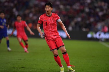 Bangkok, Tayland - 26 Mart 2024 - Tayland 'daki Rajamangkala Stadyumu' nda Tayland ile Güney Kore arasında oynanan Dünya Kupası sırasında Son Heung Min # 7 Güney Kore Oyuncusu.