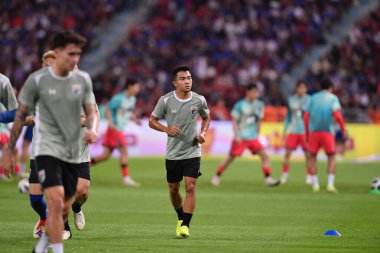 BANGKOK, THAILAND-26 MARCH, 2024: Chanathip Songkrasin # 18 Tayland Dünya Kupası sırasında Tayland ile Güney Kore arasındaki rajamangkala stadyumu, Tayland